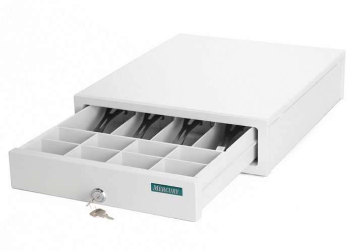 Ящик денежный для кассира "Меркурий 100.2", МАЛЫЙ, (БЕЗ ПОДКЛЮЧЕНИЯ ККМ), 333х407х103 мм, серый, М-100.2 291064