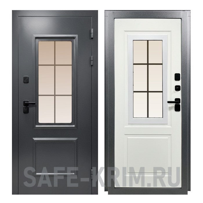 Металлическая дверь ВИНТЕР 100 (Терморазрыв) Панорама Графит 4626