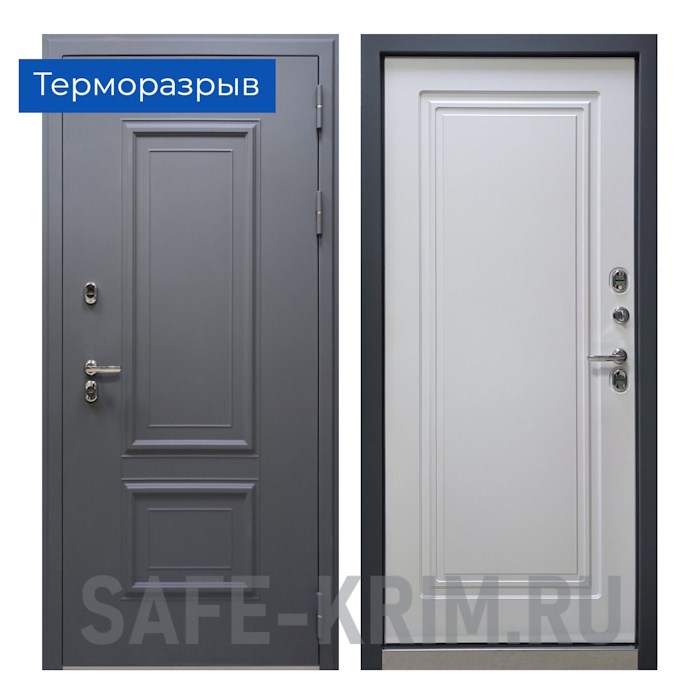 Дверь входная ШТАМП 2 МАЛИБУ (терморазрыв) Муар серый 7024 4644