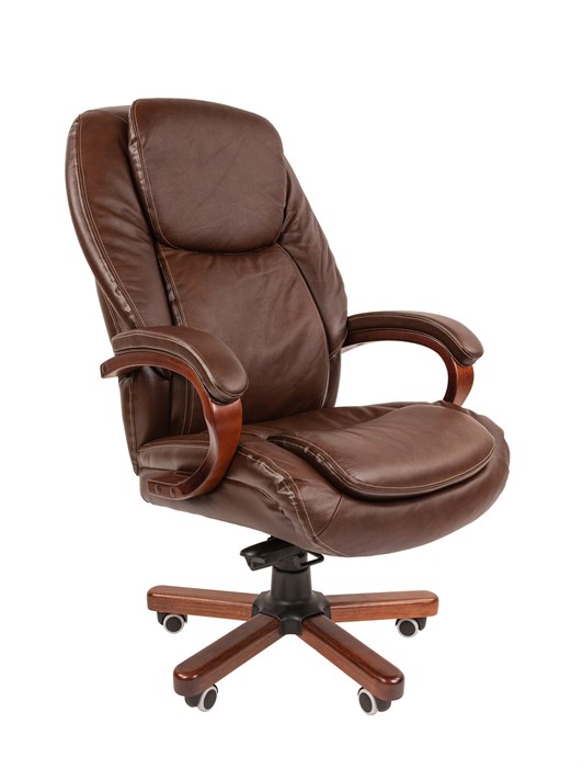 Кресло руководителя Chairman 408 кожа+PU коричневый - фото 7299