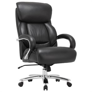 Кресло из натуральной кожи BRABIX PREMIUM "Pride HD-100", НАГРУЗКА до 250 кг, черное, 531940