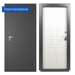 Металлическая дверь АЙС (терморазрыв) Графит 7024 Дуб шале белый 4586