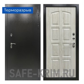 Дверь входная ТЕРМО СОСНА БЕЛАЯ (терморазрыв) Антик Медь 4598