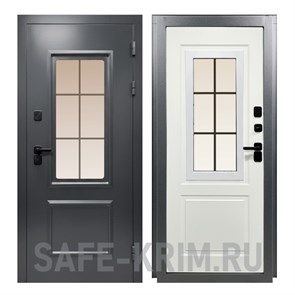 Металлическая дверь ВИНТЕР 100 (Терморазрыв) Панорама Графит 4626