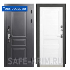 Металлическая дверь ВИНТЕР 100 (Терморазрыв) 999 Графит 3Ф Бланко 4565