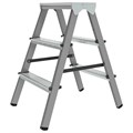 Стремянка стальная двухсторонняя 2х3 ступени, высота площадки 0,66м, алюминиевая площадка 35х16см, до 150кг, вес 4,2кг НОВАЯ ВЫСОТА, 1160203 609087