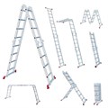 Лестница-трансформер алюминиевая 4х4 ступени, высота 4,5 м (4 секции по 1,2 м) до 150 кг, вес 16,5 кг, НОВАЯ ВЫСОТА, 3320404 601909