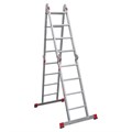 Лестница-трансформер алюминиевая 4х4 ступени, высота 4,5 м (4 секции по 1,2 м) до 150 кг, вес 16,5 кг, НОВАЯ ВЫСОТА, 3320404 601909