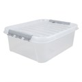 Ящик-контейнер 23 л с КРЫШКОЙ НА ЗАЩЕЛКАХ "ПРОФИ", 18х50х39 см, штабелируемый, ПРОЧНЫЙ, прозрачный, 437940000 608202