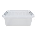 Ящик-контейнер 23 л с КРЫШКОЙ НА ЗАЩЕЛКАХ "ПРОФИ", 18х50х39 см, штабелируемый, ПРОЧНЫЙ, прозрачный, 437940000 608202