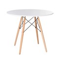 Стол обеденный BRABIX "Eames T-01", круглый, диаметр 80 см, опоры дерево, белый, 532633 532633