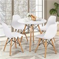 Стол обеденный BRABIX "Eames T-01", круглый, диаметр 80 см, опоры дерево, белый, 532633 532633