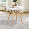Стол обеденный BRABIX "Eames T-01", круглый, диаметр 80 см, опоры дерево, белый, 532633 532633